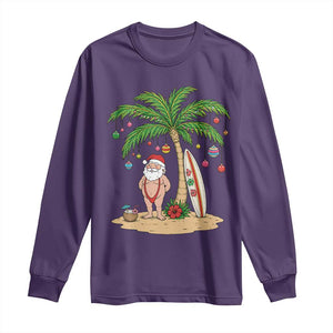 Funny Christmas In July Beach Long Sleeve Shirt Mankini Santa Summer Swimsuit Summer Holiday Vacation Graphic TS10 Purple Print Your Wear