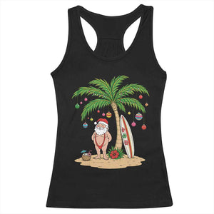 Funny Christmas In July Beach Racerback Tank Top Mankini Santa Summer Swimsuit Summer Holiday Vacation Graphic TS10 Black Print Your Wear