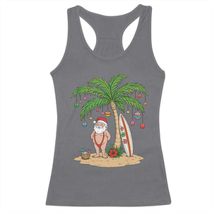 Funny Christmas In July Beach Racerback Tank Top Mankini Santa Summer Swimsuit Summer Holiday Vacation Graphic TS10 Charcoal Print Your Wear