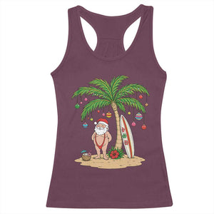 Funny Christmas In July Beach Racerback Tank Top Mankini Santa Summer Swimsuit Summer Holiday Vacation Graphic TS10 Maroon Print Your Wear