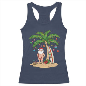 Funny Christmas In July Beach Racerback Tank Top Mankini Santa Summer Swimsuit Summer Holiday Vacation Graphic TS10 Navy Print Your Wear