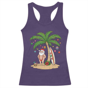 Funny Christmas In July Beach Racerback Tank Top Mankini Santa Summer Swimsuit Summer Holiday Vacation Graphic TS10 Purple Print Your Wear