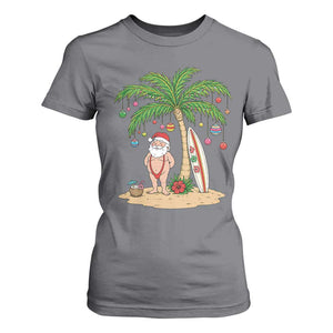 Funny Christmas In July Beach T Shirt For Women Mankini Santa Summer Swimsuit Summer Holiday Vacation Graphic TS10 Charcoal Print Your Wear