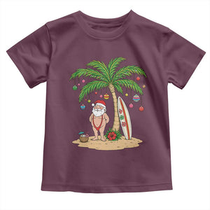 Funny Christmas In July Beach Toddler T Shirt Mankini Santa Summer Swimsuit Summer Holiday Vacation Graphic TS10 Maroon Print Your Wear