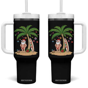 Funny Christmas In July Beach Tumbler With Handle Mankini Santa Summer Swimsuit Summer Holiday Vacation Graphic TS10 One Size: 40 oz Black Print Your Wear