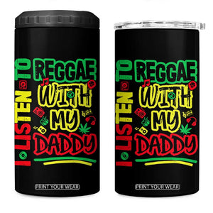 Rasta Baby 4 in 1 Can Cooler Tumbler I Listen to Reggae with My Daddy TS10 One Size: 16 oz Black Print Your Wear