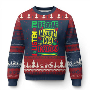 Rasta Baby Ugly Christmas Sweater I Listen to Reggae with My Daddy TS10 Navy Red Print Your Wear