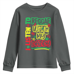 Rasta Baby Youth Sweatshirt I Listen to Reggae with My Daddy TS10 Dark Heather Print Your Wear