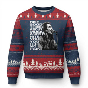 Vintage Marley Ugly Christmas Sweater Jamaica Jamaican Rasta Reggage Music TS10 Navy Red Print Your Wear