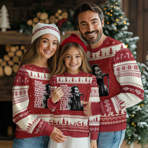 Vintage Marley Ugly Christmas Sweater Jamaica Jamaican Rasta Reggage Music TS10 Red Beige Print Your Wear
