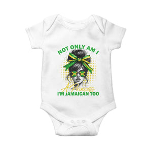 Jamaican Girl Baby Onesie Messy Bun Not Only Am I A Princess Im Jamaican Too TS10 White Print Your Wear