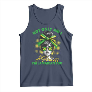 Jamaican Girl Tank Top Messy Bun Not Only Am I A Princess Im Jamaican Too TS10 Navy Print Your Wear