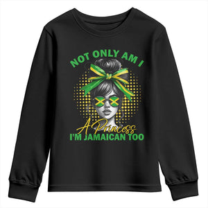 Jamaican Girl Youth Sweatshirt Messy Bun Not Only Am I A Princess Im Jamaican Too TS10 Black Print Your Wear