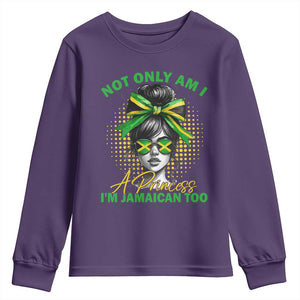 Jamaican Girl Youth Sweatshirt Messy Bun Not Only Am I A Princess Im Jamaican Too TS10 Purple Print Your Wear