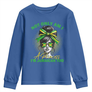 Jamaican Girl Youth Sweatshirt Messy Bun Not Only Am I A Princess Im Jamaican Too TS10 Royal Blue Print Your Wear