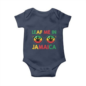 Leaf Me In Jamaica Baby Onesie Funny Weed Stoner Marijuana Jamaican Rasta Reggae TS10 Navy Print Your Wear