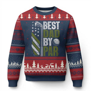 Best Dad By Par Ugly Christmas Sweater Dad Golf Fathers Day Gift American Flag TS10 Navy Red Print Your Wear
