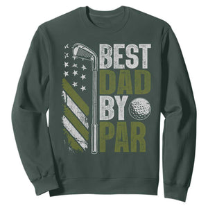Best Dad By Par Sweatshirt Dad Golf Fathers Day Gift American Flag TS10 Dark Forest Green Print Your Wear