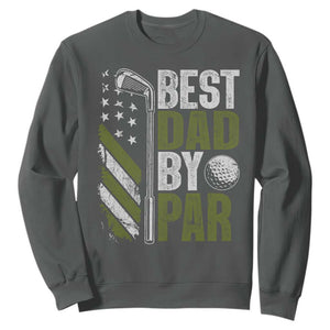Best Dad By Par Sweatshirt Dad Golf Fathers Day Gift American Flag TS10 Dark Heather Print Your Wear
