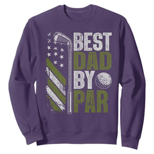 Best Dad By Par Sweatshirt Dad Golf Fathers Day Gift American Flag TS10 Purple Print Your Wear