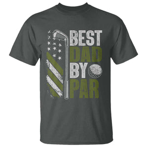 Best Dad By Par T Shirt Dad Golf Fathers Day Gift American Flag TS10 Dark Heather Print Your Wear