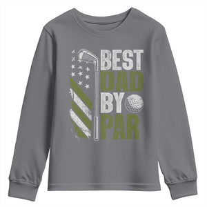 Best Dad By Par Youth Sweatshirt Dad Golf Fathers Day Gift American Flag TS10 Charcoal Print Your Wear