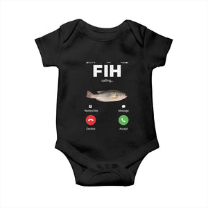 Fih Calling Remind me Message Decline Accept Baby Onesie Phone Call Fish TS10 Black Print Your Wear