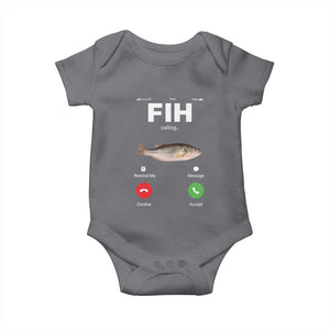 Fih Calling Remind me Message Decline Accept Baby Onesie Phone Call Fish TS10 Charcoal Print Your Wear