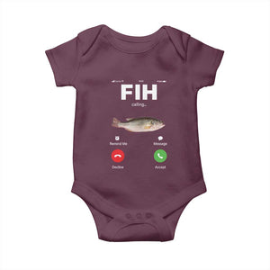 Fih Calling Remind me Message Decline Accept Baby Onesie Phone Call Fish TS10 Maroon Print Your Wear