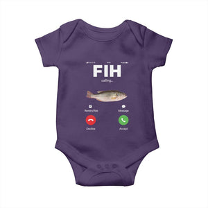 Fih Calling Remind me Message Decline Accept Baby Onesie Phone Call Fish TS10 Purple Print Your Wear