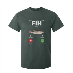 Fih Calling Remind me Message Decline Accept T Shirt For Kid Phone Call Fish TS10 Dark Forest Green Print Your Wear