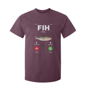 Fih Calling Remind me Message Decline Accept T Shirt For Kid Phone Call Fish TS10 Maroon Print Your Wear