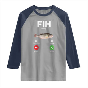 Fih Calling Remind me Message Decline Accept Raglan Shirt Phone Call Fish TS10 Sport Gray Navy Print Your Wear