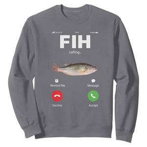 Fih Calling Remind me Message Decline Accept Sweatshirt Phone Call Fish TS10 Charcoal Print Your Wear