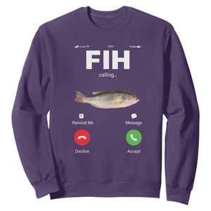 Fih Calling Remind me Message Decline Accept Sweatshirt Phone Call Fish TS10 Purple Print Your Wear