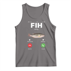 Fih Calling Remind me Message Decline Accept Tank Top Phone Call Fish TS10 Deep Heather Print Your Wear