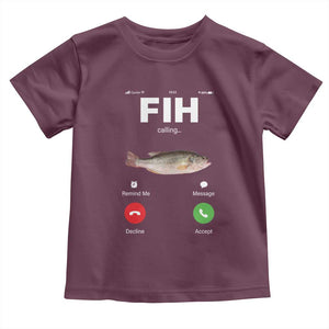 Fih Calling Remind me Message Decline Accept Toddler T Shirt Phone Call Fish TS10 Maroon Print Your Wear
