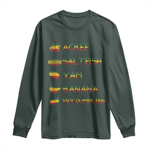 Jamaican National Dish Long Sleeve Shirt Ackee Saltfish Yardie Jamaican Culture Pride Apparel TS10 Dark Forest Green Print Your Wear