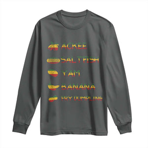 Jamaican National Dish Long Sleeve Shirt Ackee Saltfish Yardie Jamaican Culture Pride Apparel TS10 Dark Heather Print Your Wear