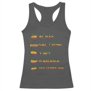 Jamaican National Dish Racerback Tank Top Ackee Saltfish Yardie Jamaican Culture Pride Apparel TS10 Dark Heather Print Your Wear