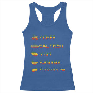 Jamaican National Dish Racerback Tank Top Ackee Saltfish Yardie Jamaican Culture Pride Apparel TS10 Royal Blue Print Your Wear