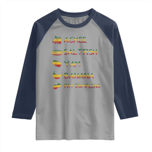 Jamaican National Dish Raglan Shirt Ackee Saltfish Yardie Jamaican Culture Pride Apparel TS10 Sport Gray Navy Print Your Wear
