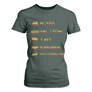 Jamaican National Dish T Shirt For Women Ackee Saltfish Yardie Jamaican Culture Pride Apparel TS10 Dark Forest Green Print Your Wear