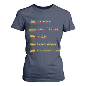 Jamaican National Dish T Shirt For Women Ackee Saltfish Yardie Jamaican Culture Pride Apparel TS10 Navy Print Your Wear