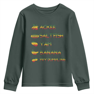 Jamaican National Dish Youth Sweatshirt Ackee Saltfish Yardie Jamaican Culture Pride Apparel TS10 Dark Forest Green Print Your Wear