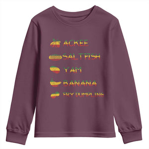 Jamaican National Dish Youth Sweatshirt Ackee Saltfish Yardie Jamaican Culture Pride Apparel TS10 Maroon Print Your Wear