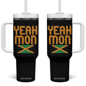 Yeah Mon Jamaican Pride Tumbler With Handle Jamaican Vacation Jamaica Reggae Roots TS10 One Size: 40 oz Black Print Your Wear