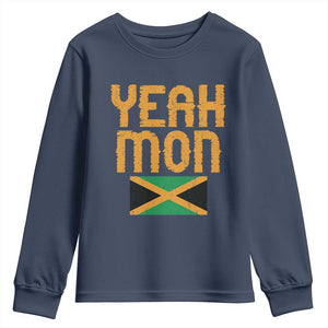 Yeah Mon Jamaican Pride Youth Sweatshirt Jamaican Vacation Jamaica Reggae Roots TS10 Navy Print Your Wear