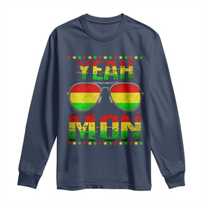 Yeah Mon Jamaican Pride Long Sleeve Shirt Jamaican Vacation Jamaica Reggae Sunglasses TS10 Navy Print Your Wear