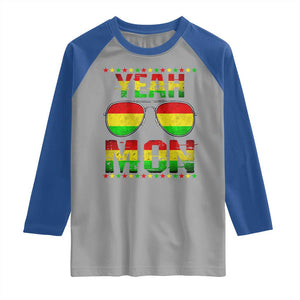 Yeah Mon Jamaican Pride Raglan Shirt Jamaican Vacation Jamaica Reggae Sunglasses TS10 Sport Gray Royal Print Your Wear